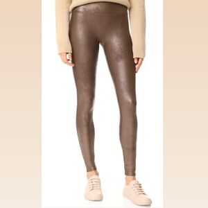 SPANX Faux Leather Leggings Bronze Metal Medium NWT